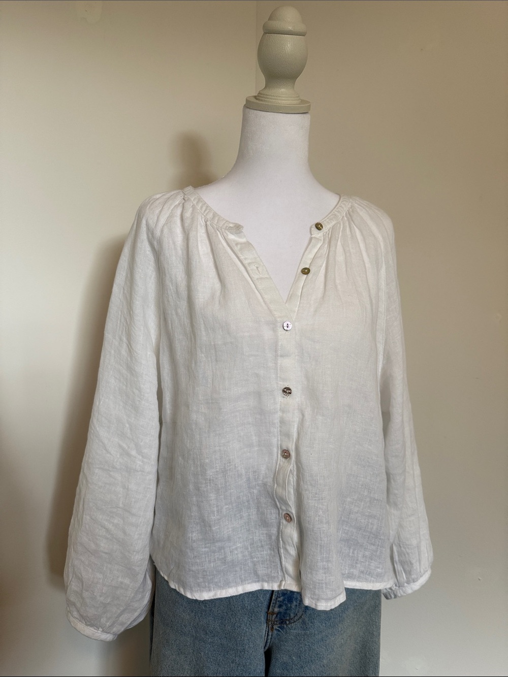 Cynthia Rowley Women’s White Button-Front Linen Blend Top